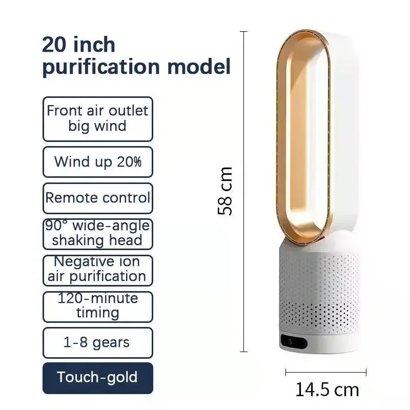 3-in-1 Bladeless Air Cooler, Purifier & LED Touch Oscillating Fan