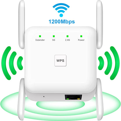 1200Mbps WiFi Extender – Dual-Band Wireless Range Booster